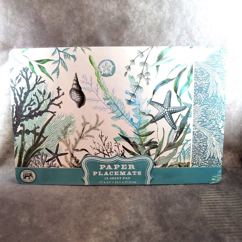 Michel Design Works Ocean Tide 25 Paper Placemats PM352  Seaside Nautical